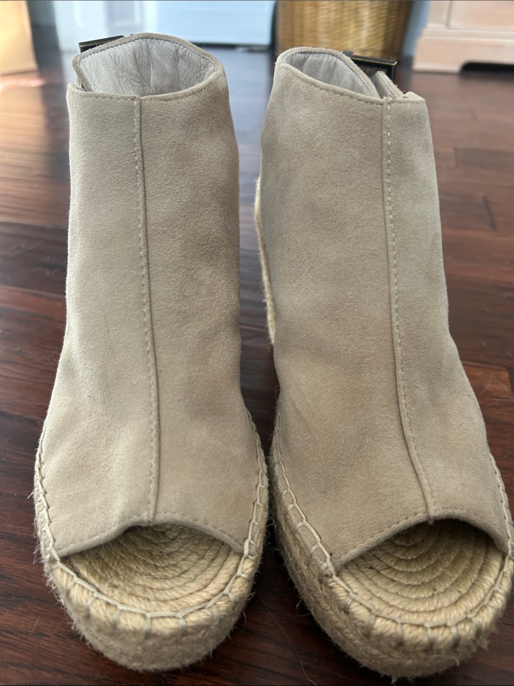 Kenneth Cole Women's Taupe Suede Espadrille Wedge Sandal-booties